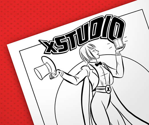 Coloring book page featuring xStudio